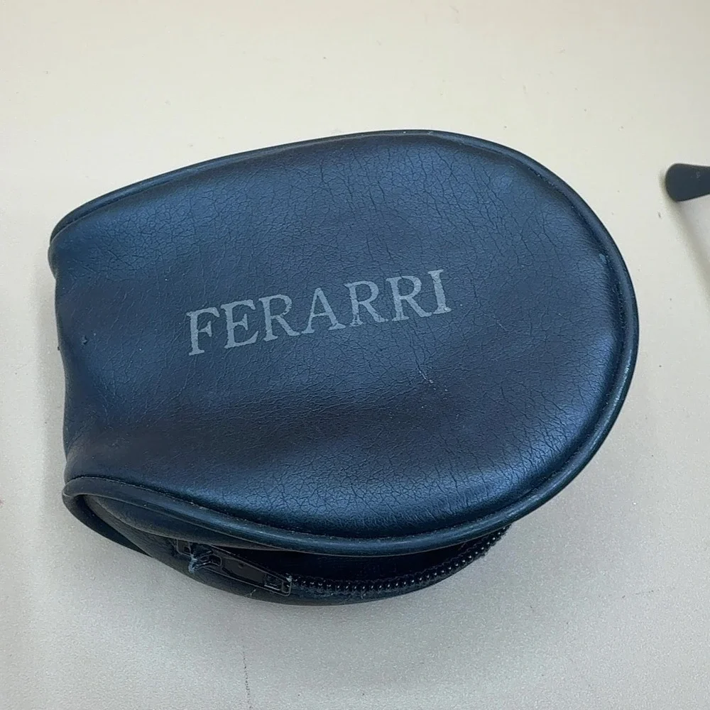 VTG Ferarri Sunglasses Aviator Black Metal Frame Brown **damaged Lens with Case